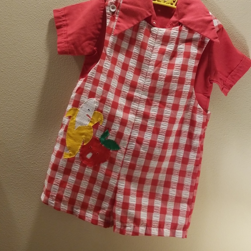 Vintage red an white romper